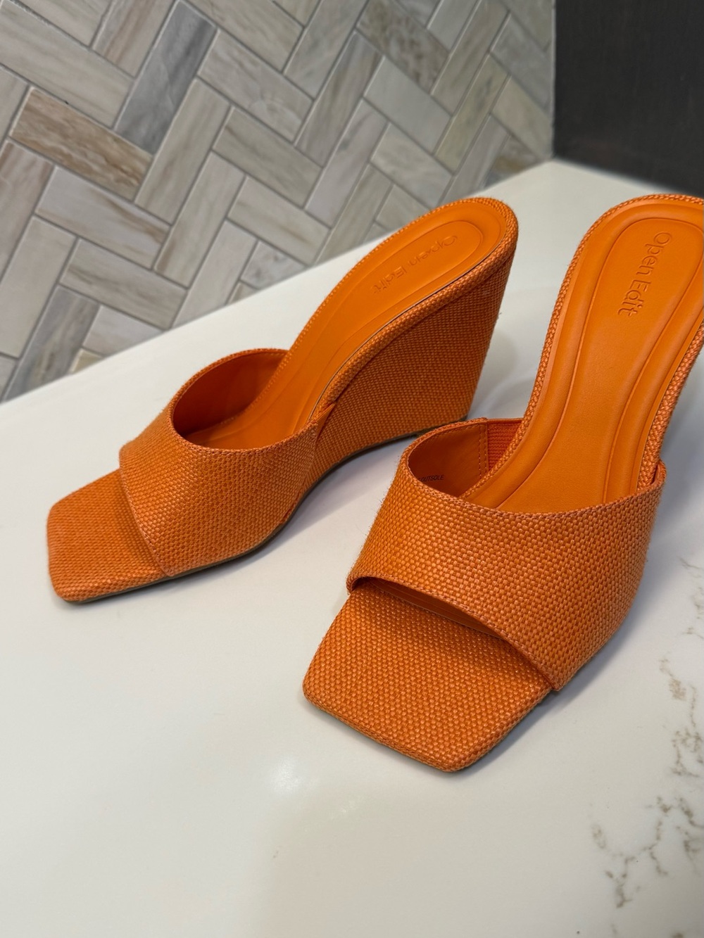Open Edit Rowan Wedge Slide Sandals NWT in 7.5